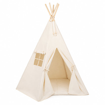Natural Beige kids teepee, full view
