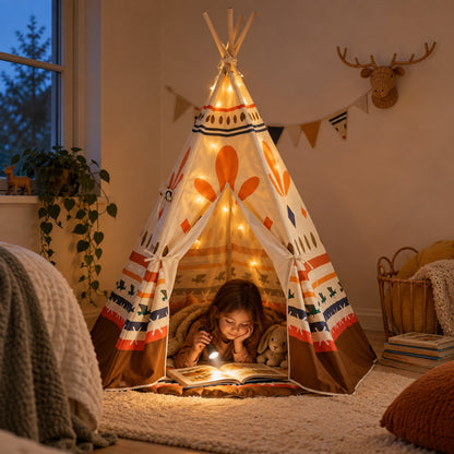 Child hiding inside the Desert Trail kids teepee