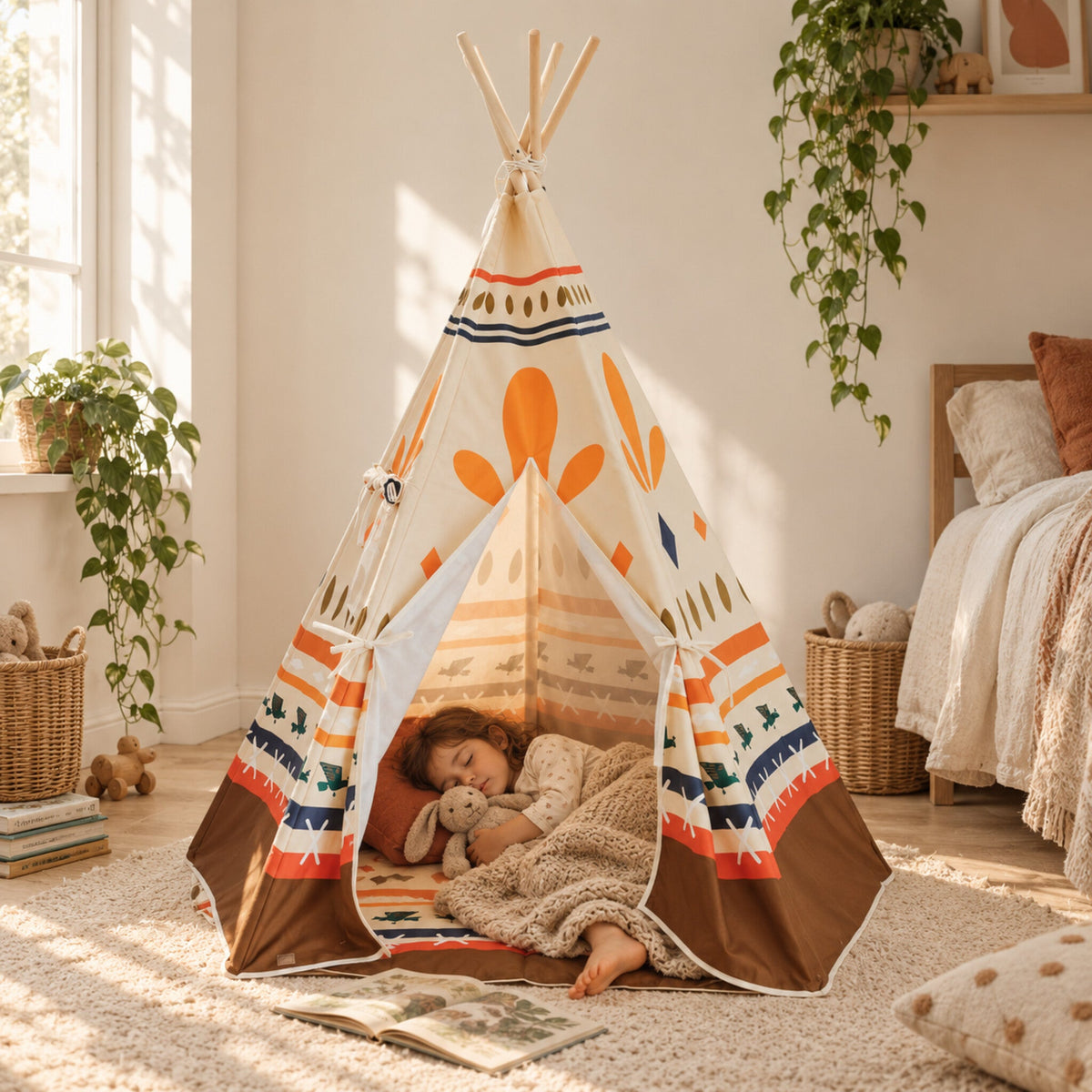 Child resting inside the Desert Trail kids teepee