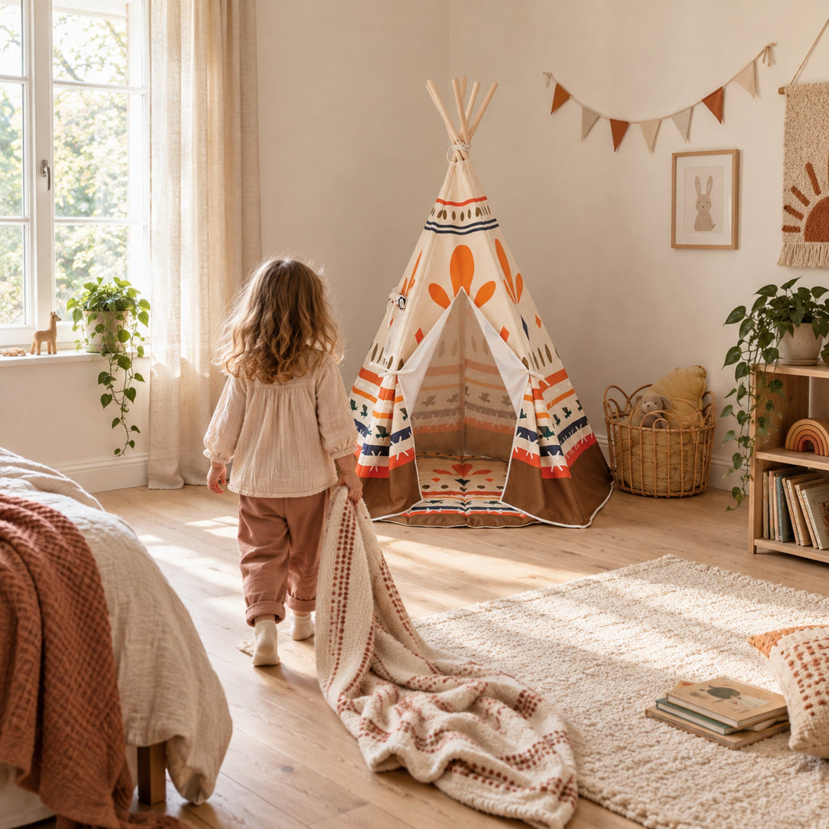 Child walking towards the Desert Trail kids teepee