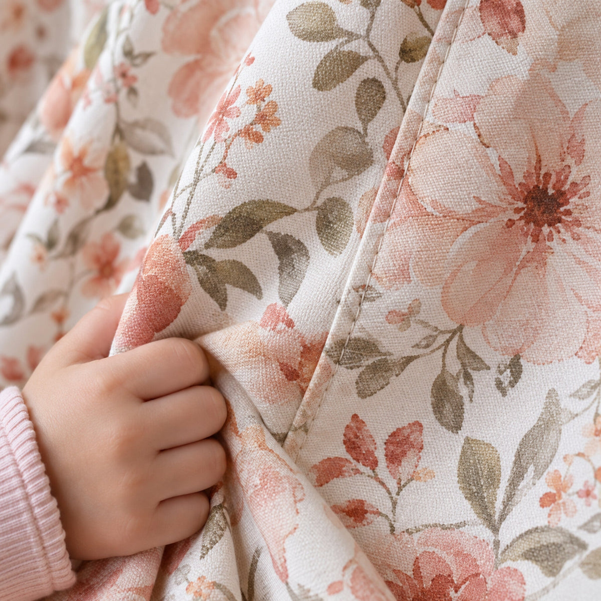 Close-up of the Flower Power floral print on cotton canvas