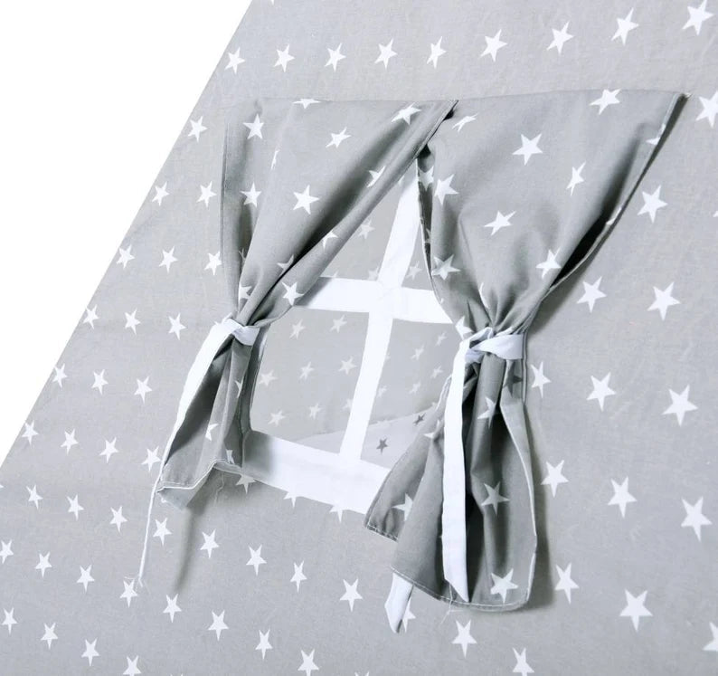 Grey Star Print Kids Teepee — view 2