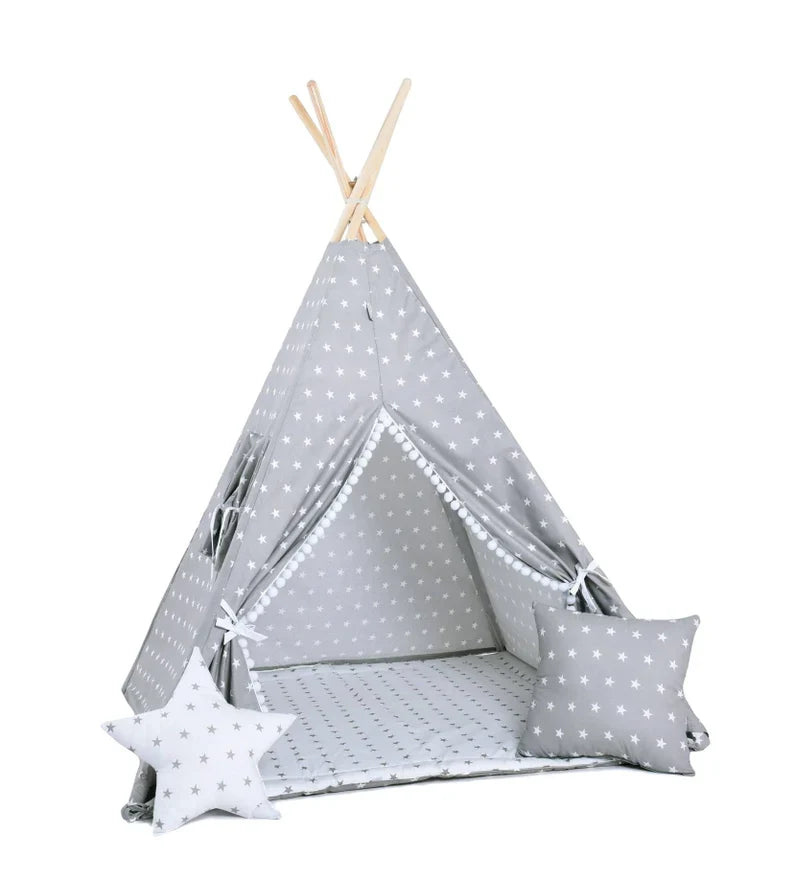 Grey Star Print Kids Teepee – detail photo