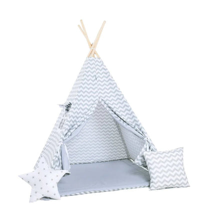 Grey Striped Kids Teepee — view 3