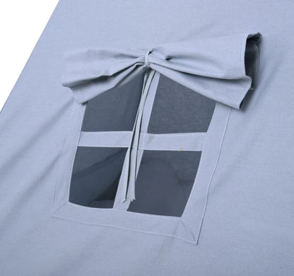 Mist Blue Kids Teepee — canvas window with fabric ties
