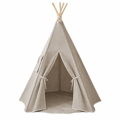 Natural Linen kids teepee, full view