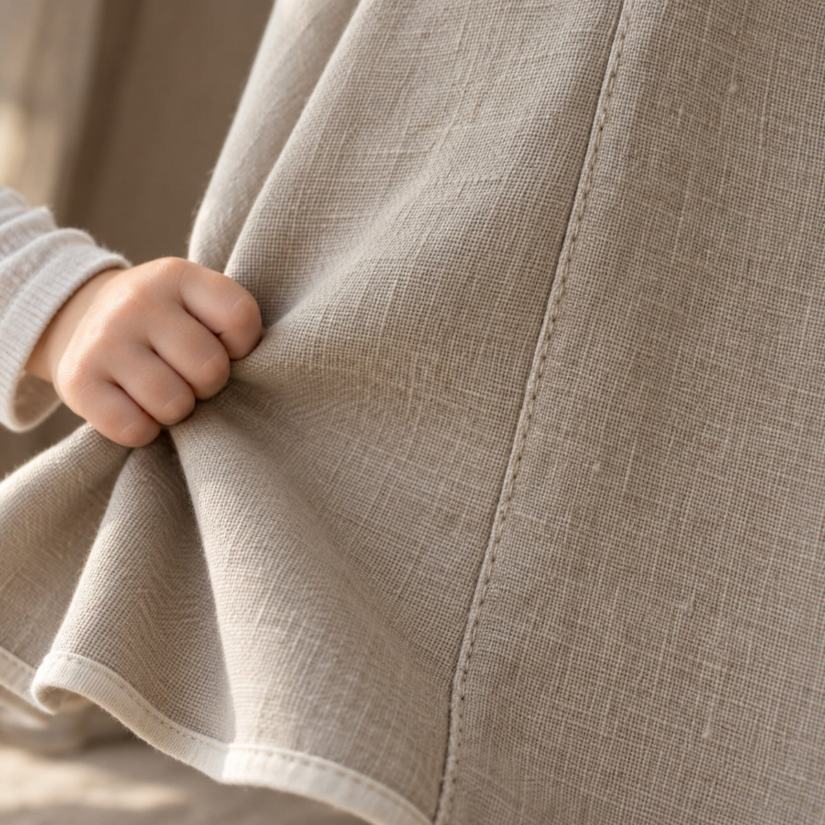 Close-up of the oatmeal linen weave