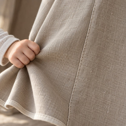 Close-up of the oatmeal linen weave