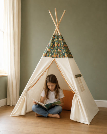 Nature Motif Kids Teepee – in a child's bedroom