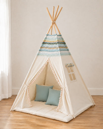 Original Pattern Kids Teepee – Cosy set with padded mat and two cushions