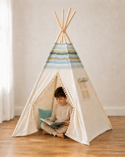 Original Pattern Kids Teepee – in a child's bedroom