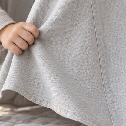 Close-up of the pigeon grey linen weave