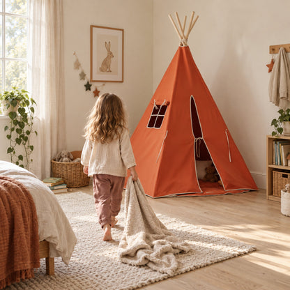 Child walking towards the Red Fox kids teepee