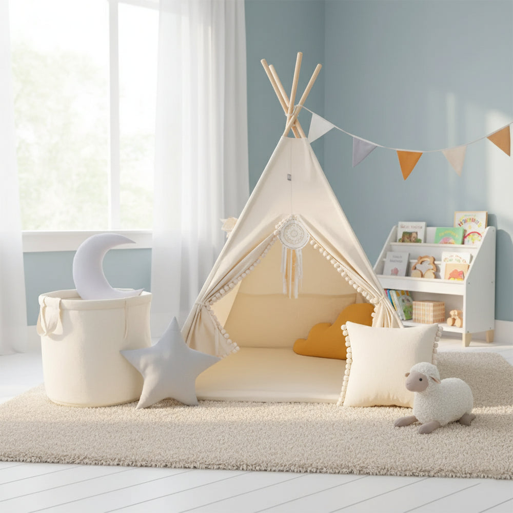 Beige Kids Teepee — cotton canvas play teepee for children
