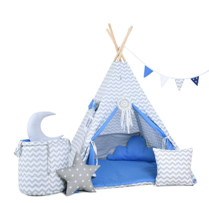 Blue & Grey Kids Teepee — view 2