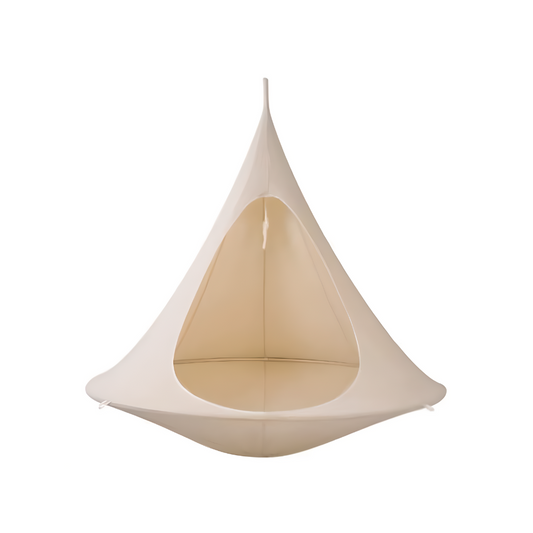 Hanging Tipi Hammock — weather-resistant hanging tipi hammock for children, hung from a tree in the garden