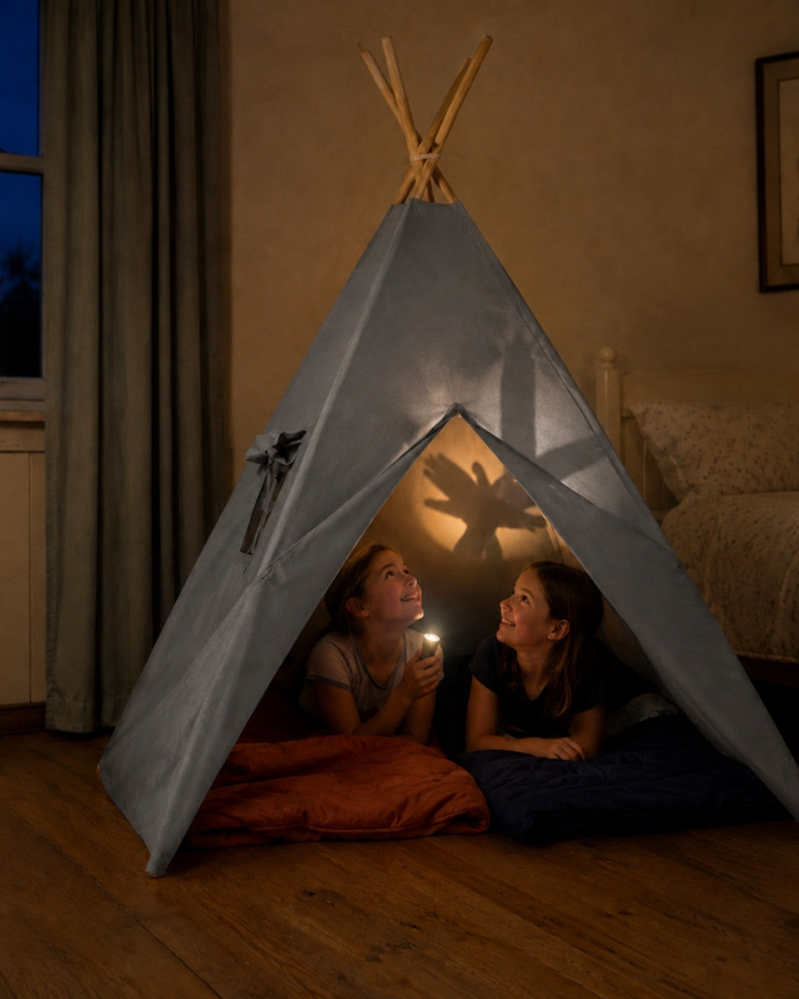 At 9 – sleepover headquarters with a torch