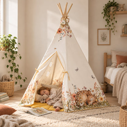 Child resting inside the Wildflower kids teepee